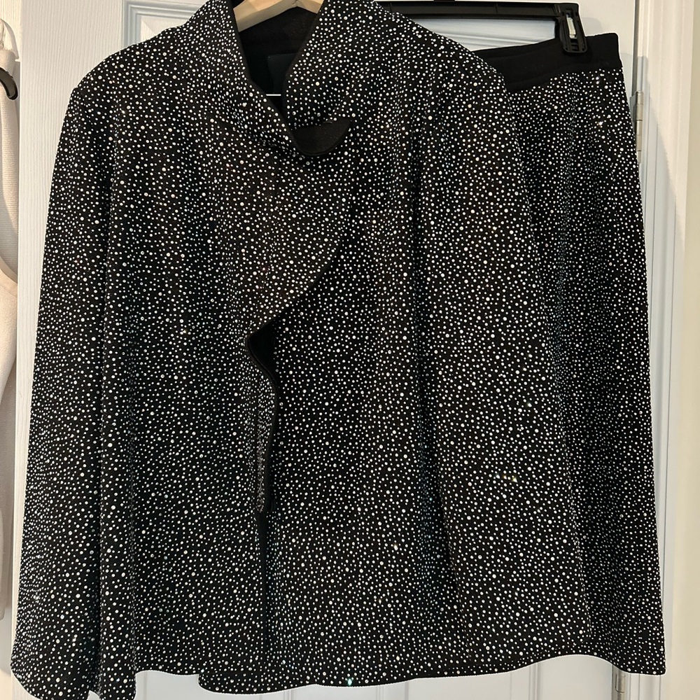 Liorah Black fully Rhinestone 2 piece knit suit